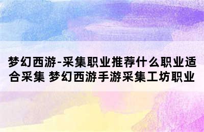 梦幻西游-采集职业推荐什么职业适合采集 梦幻西游手游采集工坊职业